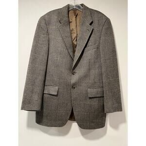 CHAPS X Ralph Lauren Wool Sport Coat Windowpane Plaid Brown Gold Size 40R JL